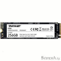 SSD 256GB Patriot P300 M2, NVME PCIe Gen 3, 2280 TLC 3D, Read/Write up 1700/1100MB/s, 260000 IOPS [P300P256GM28]