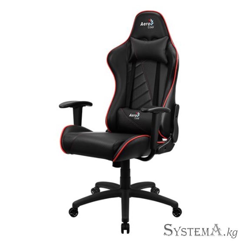 Gaming Chair AEROCOOL AC110 AIR BLACK&RED 2D Armrest 65mm wheels PVC Leather