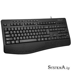 Клавиатура проводная Delux K6060U USB, эргономичная, SLIM, тихий набор текста, 104 стандартных+8 мультимедийных клавиш