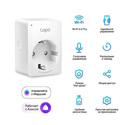 Умная розетка Wi-Fi  TP-LINK Tapo P100(1-PK) Bluetooth 4.2, Voice Control, Usage Time Tracking,  Amazon Alexa, Google Assistant
