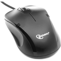 Мышь Gembird MOP-100, USB, черный, 2 кнопки+колесо кнопка, 1000 DPI, кабель 1.45-1.5м  (NEW!!)