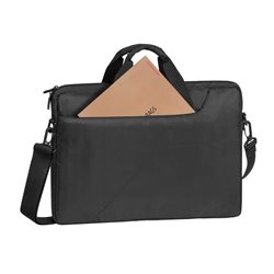 Bag for notebook RivaCase 8035 15.6" черная, тонкая сумка, с утолщенными стенками, два дополнительных внутренних отделения, пере