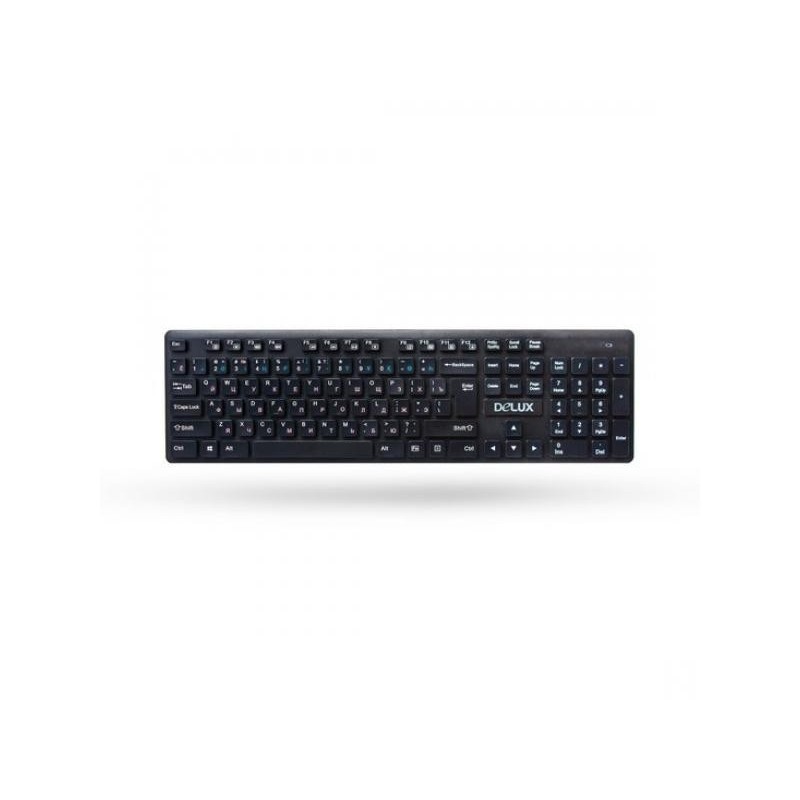 Клавиатура Delux DLK-150GB, Ультратонкая, Беспроводная 2.4ГГц, Кол-во стандартных клавиш 104, 12 мультимедиа-клавиш (FN), Батаре