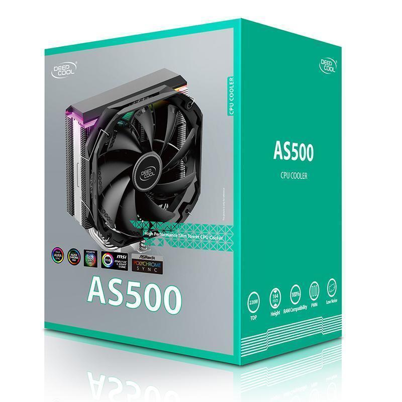 CPU cooler DEEPCOOL AS500 A-RGB LGA775/1155/1156/1150/AMD 140 mm Black PWM fan, 500-1500rpm,5HP