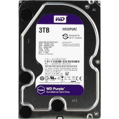 HDD Internal 3TB,WD Purple, 5400rpm, 64MB Cache, 6Gb/s, 64cam