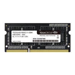 SODIMM DDR3 4GB PC3L-12800 (1600MHz) TEAM Elite (UNIVOLTAGE) 1.35-1.5V (TED3L4G1600C11-SBK)  