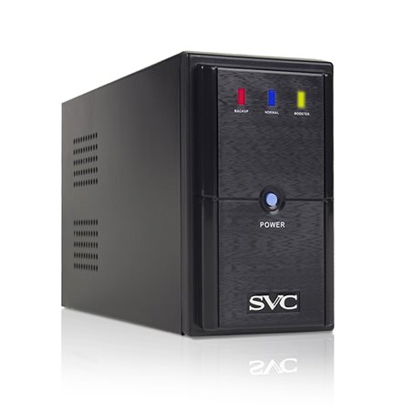 UPS SVC V-600-L, 600VA(360W), 12V/7.5Ah, 165-275В, Вход 220В, Выход 220В +/-10% x 3 вых. (2 Shuko CEE7 + 1 IEC C13 (Bypass)), Ча
