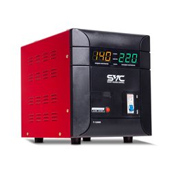 Стабилизатор (AVR) SVC T-12000, 12000ВА/7500Вт, Диапазон работы AVR: 140-260В, Выходное напряжение: 220В +/-8%, Задержка включен