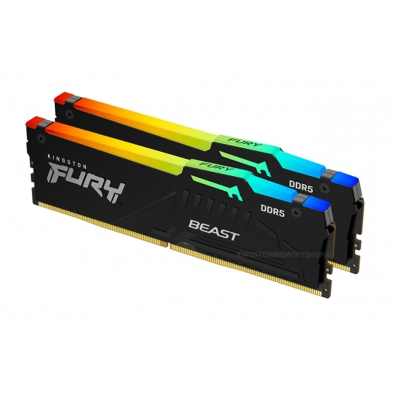 DDR5 64GB (2x32GB) PC-41600 (5200MHz) KINGSTON FURY BEAST RGB KF552C40BBAK2-64