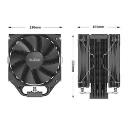 Cooler CPU PcCooler EX6000 Dual Fan Black LGA1700/1200/115X AMD AM4 130x105x158mm 250W 6HP