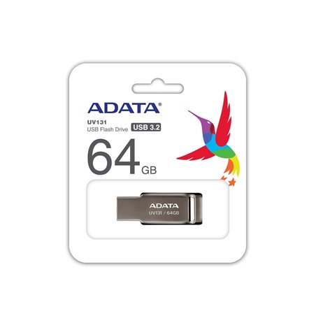 USB Flash ADATA 64GB UV131 USB 3.2 Read up:118Mb/s/Write up:40Mb/s Chromium Grey Metal