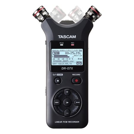 Диктофон Tascam DR-07X, Два однонаправленных конденсаторных стерео микрофона A-B/X-Y, (MP3 32-320kbps/44.1-48kHz), (WAV 16-24bit