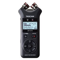 Диктофон Tascam DR-07X, Два однонаправленных конденсаторных стерео микрофона A-B/X-Y, (MP3 32-320kbps/44.1-48kHz), (WAV 16-24bit