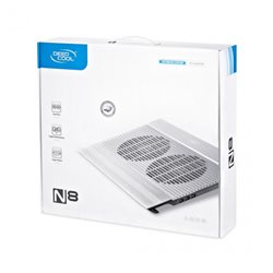 Охлаждающая подставка для ноутбука Deepcool N8 Silver DP-N24N-N8SR, 17", Вентилятор 2*14см,  1000±10%RPM, 4*USB 2.0, 25,1дБл, Га