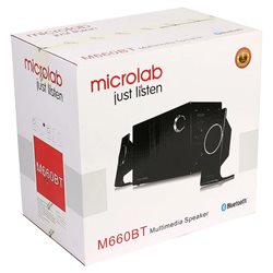 Акустическая система 2.1 Microlab M-660BT black, RMS 52Вт(14х2+24Вт), Bluetooth, 3.5mm jack, AUX, 2RCA