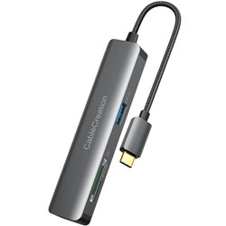 USB-хаб CableCreation 5-in-1 USB-C Hub CD0779 4K HDMI (30Hz), Micro SD Card Reader, SD Card Reader, 2xUSB 3.0 (5 Gbps), Gray+Cas