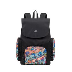 Рюкзак для ноутбука RivaCase 5425 Черный с принтом"Skaters". Водоотталкивающая ткань. Смягчающие наплечные ремни с регулеровкой.