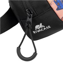 Поясная сумка с принтом RivaCase 5410 Черная с принтом"Skaters". Водоотталкивающая ткань. Регулируемый, съемный поясной ремень, 
