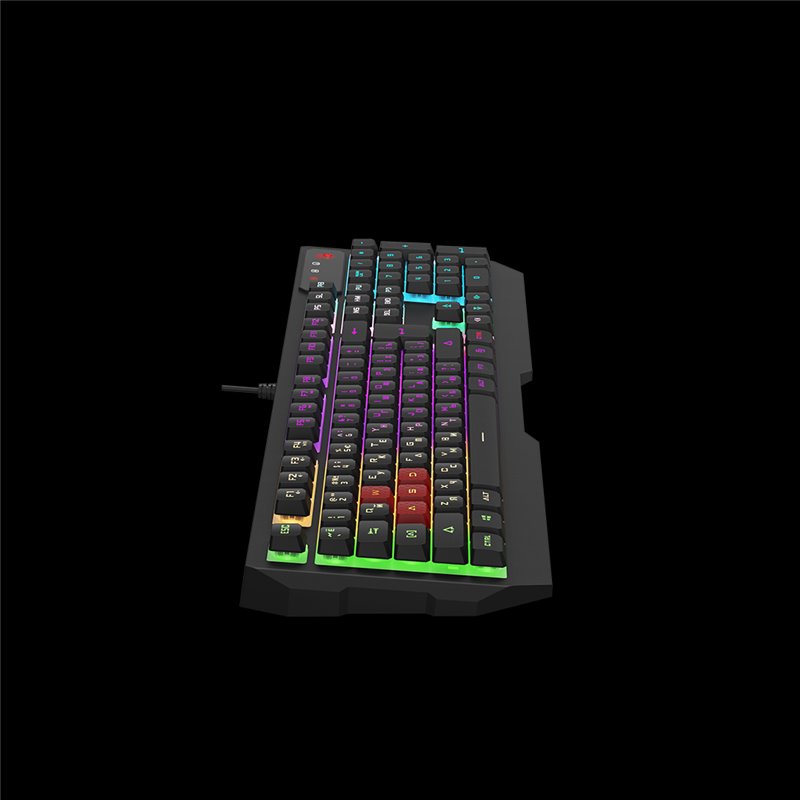 Клавиатура A4 Tech Bloody B140N игровая, с подсветкой неон, проводная, мембранная, 1мс, 1000 Гц, двойная влагозащита, 1,8м,  Bla