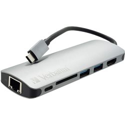 USB-хаб Verbatim 6-in-1 USB-C Hub VUC-2061D 2xUSB 3.0 (5 Gbps), 4K HDMI (30Hz), SD Card Reader, Ethernet port (10/100/1000 Mbps)