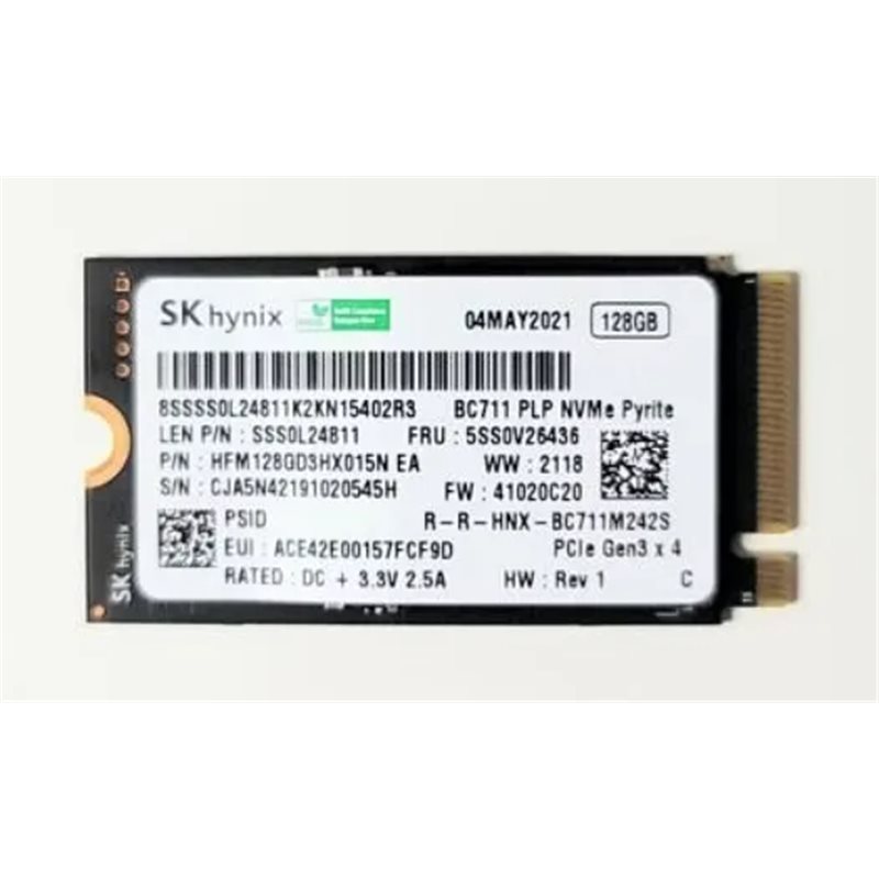 Твердотельный накопитель SSD 128GB SK hynix BC711 M.2 2242 PCIe 1.3 NVMe 3.0 x4, Read/Write up 2000/800MB/s без упаковки