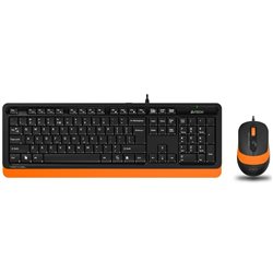 Клавиатура+мышь A4Tech Fstyler F1010, Оптическая Мышь, USB, 1600DPI, Длина кабеля 1,5 метра, Анг/Рус, Orange