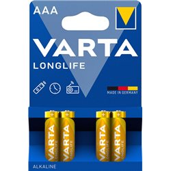 Батарейка AAA 1.5v VARTA LONGLIFE 4103 LR03 (Алкалин 4шт)