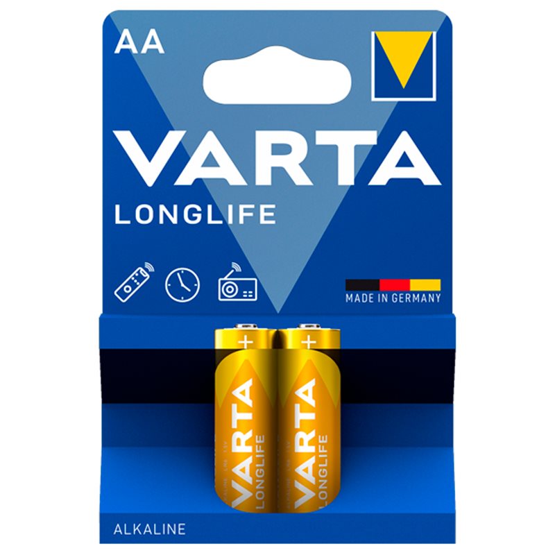 Батарейка AA 1.5v VARTA LONGLIFE Mignon 4106 Stilo LR6 MN1500 (в упаковке 2шт, цена за 2шт)