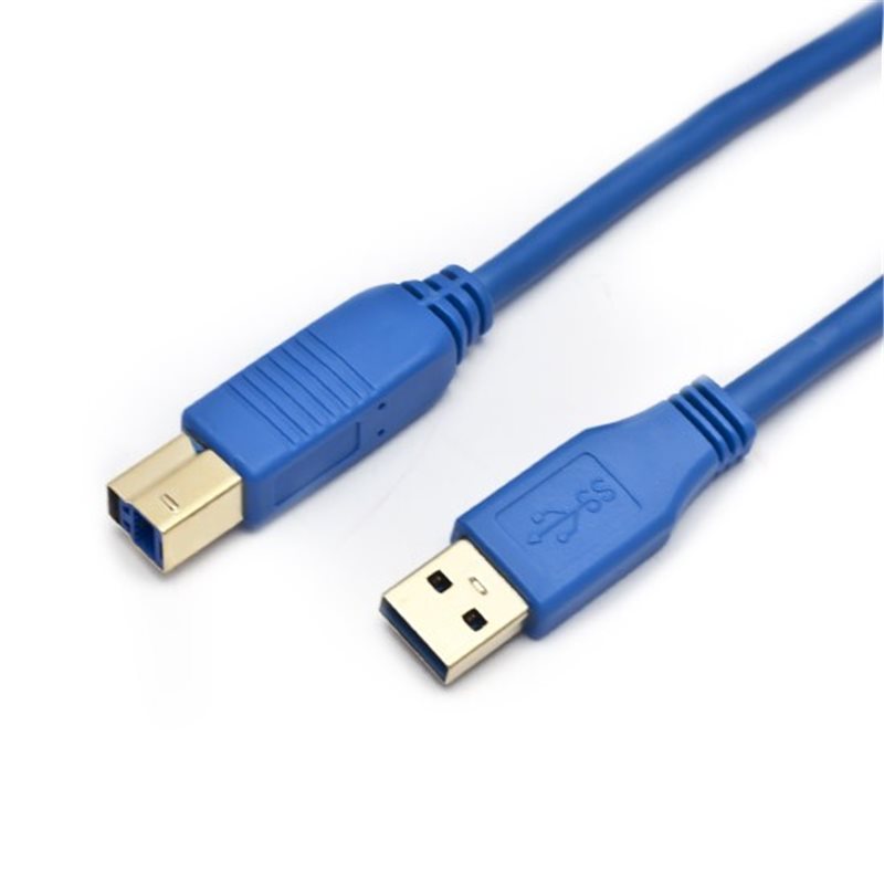 Интерфейсный кабель SHIP US001-1.5B, A-B, Hi-Speed USB 3.0, Голубой, Блистер, Контакты с золотым напылением, 1.5 м.
