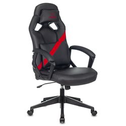 Кресло игровое Zombie DRIVER, макс.нагрузка 120 кг, регулировка высоты/наклона/жесткости, эко.кожа, черный/красный с подголовник