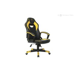 Кресло игровое Zombie GAME 16, макс.нагрузка 120 кг, регулировка высоты/наклона/жесткости, эко.кожа/ткань, черный/желтый, ID1718