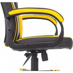 Кресло игровое Zombie GAME 16, макс.нагрузка 120 кг, регулировка высоты/наклона/жесткости, эко.кожа/ткань, черный/желтый, ID1718