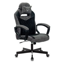 Кресло игровое Zombie VIKING 6 KNIGHT Fabric, макс.нагр 120 кг, регулир. высоты/жесткости, ткань/металл, серый/черный с подголов