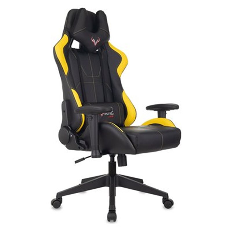 Кресло игровое Zombie VIKING 5 AERO Yellow, макс.нагрузка 150 кг, регулировка высоты/наклона/жесткости, эко.кожа, подголовник, I