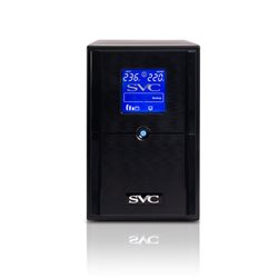 Источник бесперебойного питания SVC V-1200-L-LCD, Диапазон работы AVR: 145-290В, Бат.: 12В/7 Ач*2шт., 3 вых.: Shuko CEE7., Чёрны