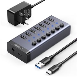 UGREEN CM481 90307 Расширитель USB, 7 Портов, USB 3.0 to USB 3.0, с блоком питания DC 12V 2A