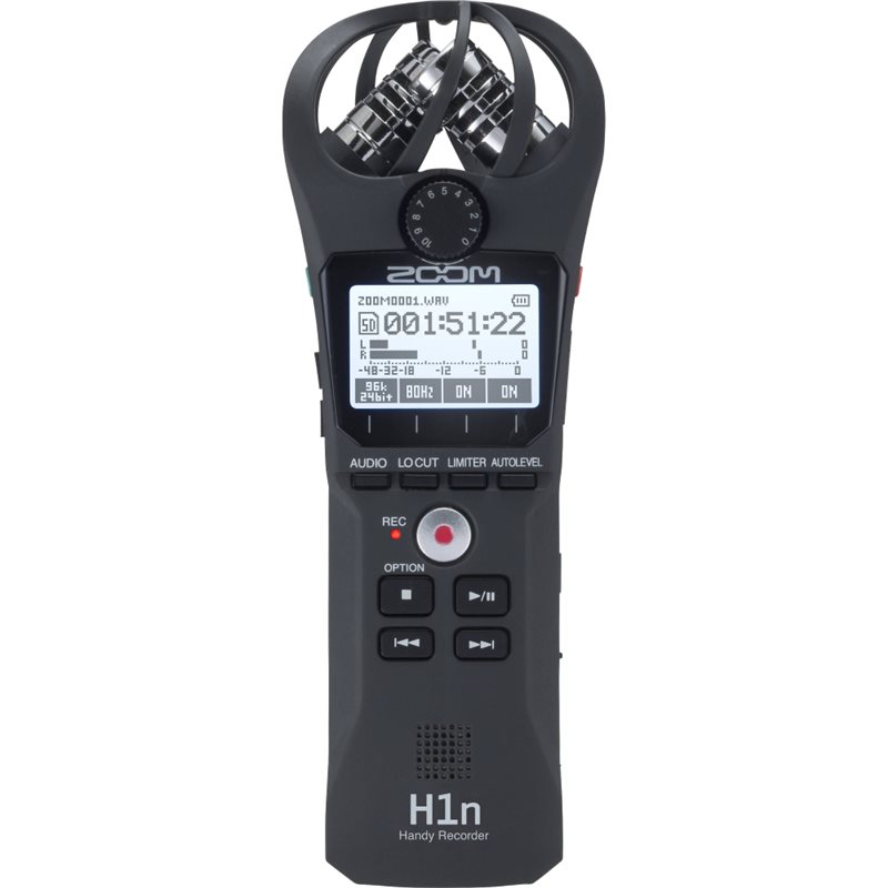 Диктофон Zoom H1n, 4GB, два X/Y стереомикрофона, 1.25" (96х64), (MP3 48-320kbps/44.1kHz), (WAV 16-24bit/44.1-96kHz), MP3/WAV, mi