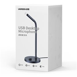 Микрофон UGREEN CM564 настольный проводной (USB,100-15000Hz, 60dB, 360°, шумопод-е, мех. регул-ка, кнопка быстр.откл.звука, кабе