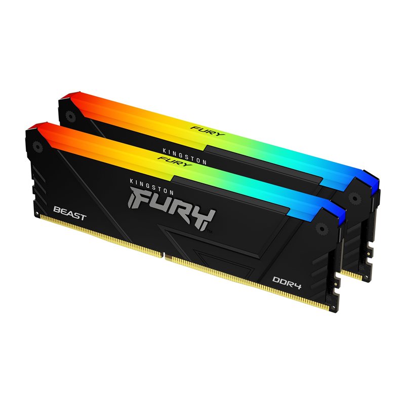 Оперативная память DDR4 32GB (2x16GB) PC-25600 (3200MHz) KINGSTON FURY Beast Black RGB [KF432C16BB12AK2/32]