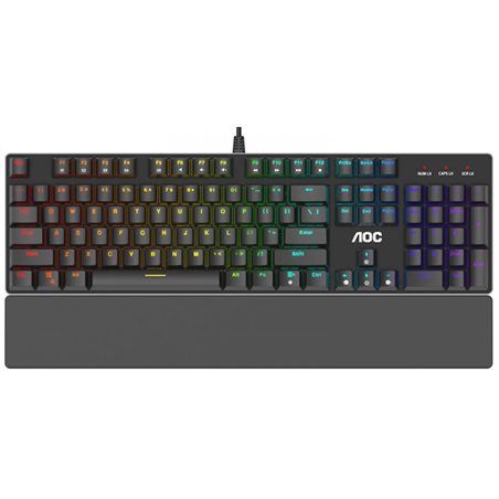 Клавиатура AOC GK500DR2R игровая, механическая, 105btns, RGB 12 уникальных эффектов, 16.8 млн. цветов, 1 мс, 1.8м, USB, рус/англ