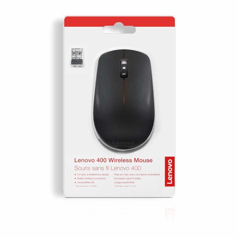 Беспроводная мышь Lenovo 400, оптическая, USB, 1200 dpi, Черная [GY50R91293]