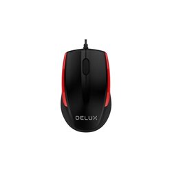 Delux M321BU Optical black/red color mouse,USB cable,1600mm with 1000 DPI