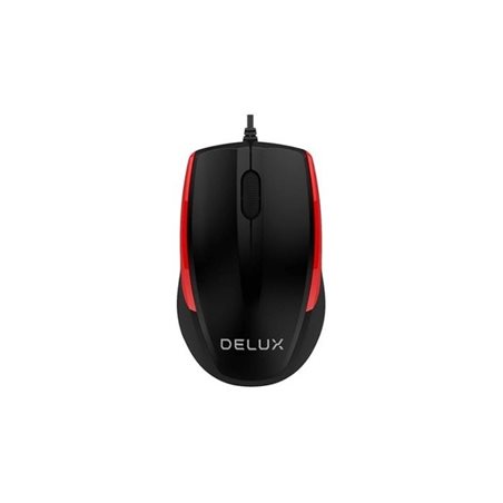 Delux M321BU Optical black/red color mouse,USB cable,1600mm with 1000 DPI