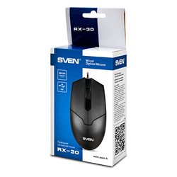 Мышь проводная SVEN RX-30 USB, оптическая, DPI:max1000, 2 кнопки, черный