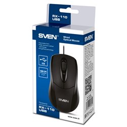 Мышь проводная SVEN RX-110 USB, оптическая, DPI:max1000, 2 кнопки, черный