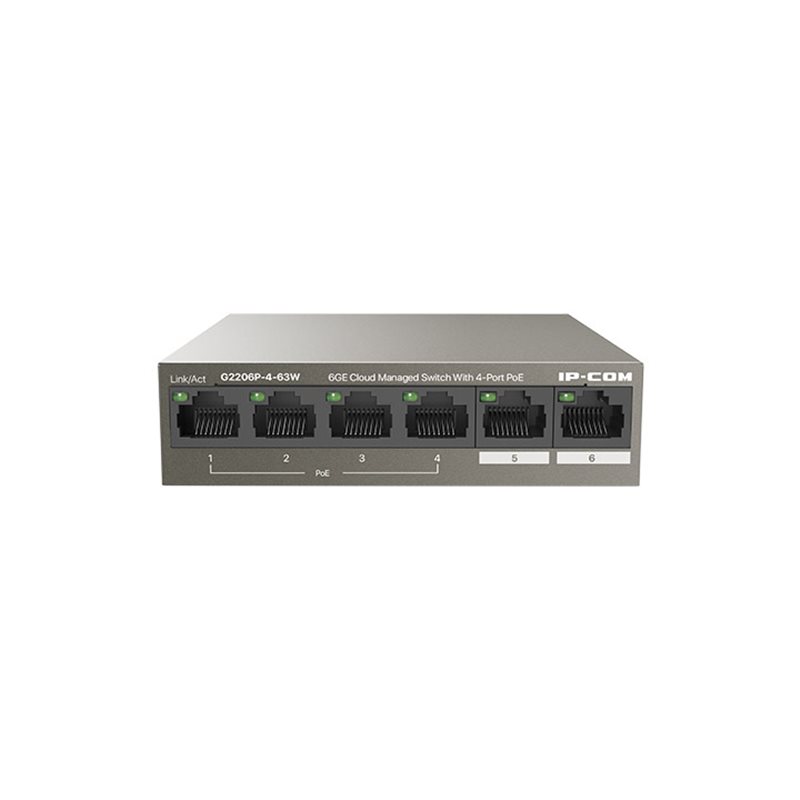 HUB Switch IP-COM(Tenda) G2206P-4-63W 4-port PoE 1000Mbps+2-port 1000Mbps Cloud Managed  Steelcase
