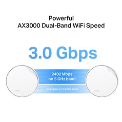 Mesh Wi-Fi система TP-LINK Deco X50-Poe (3-PK) Dual-Band, 2402Mb/s 5GHz+574Mb/s 2.4GHz, WAN/LAN 1x2,5 Гбит/с,+1 Гбит/с. 4 antenn