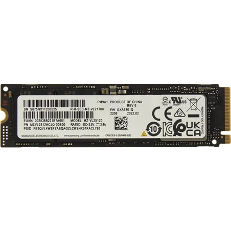 SSD Samsung PM9A1 512GB NVMe, M.2 2280 up to 7000/5200MB/s [MZ-VL25120], без упаковки