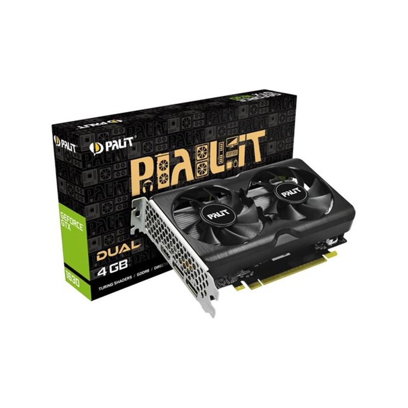 Видеокарта Palit GTX 1630 DUAL PCI-E 3,0. 4GB.GDDR6/64bit.1740MHz/12000MHz. 2*DP1.4a.1*HDMI [NE6163001BG6-1175D]