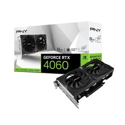 Видеокарта PNY GeForce RTX4060 DUALFAN  PCI-e 4.0. 8GB GDDR6/128 bit. 1830MHz/17000 MHz. 3*DP.1*HDMI. Dual Fan [VCG40608DFXPB1]